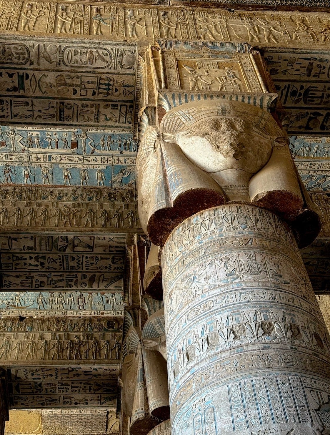 Best preserved temple colors in Egypt at Dendera Hathor Temple