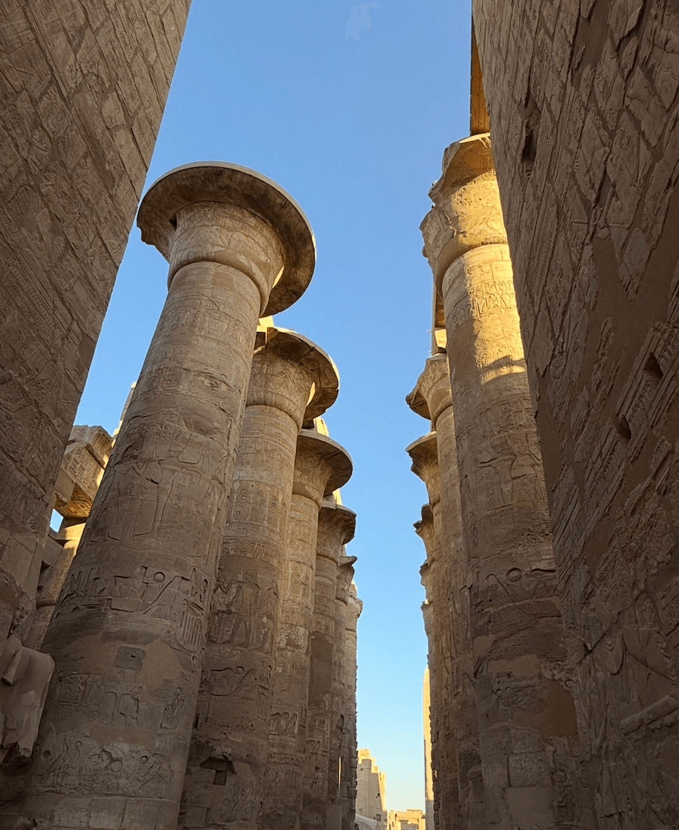 Karnak Temple hypostyle hall main axis showing astronomical alignment